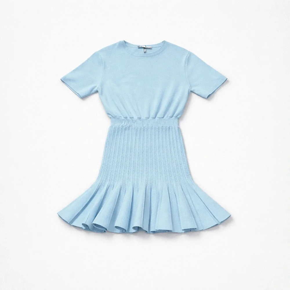 Zara Light Blue Mini Dress Size Small BNWT - Picture 2 of 9